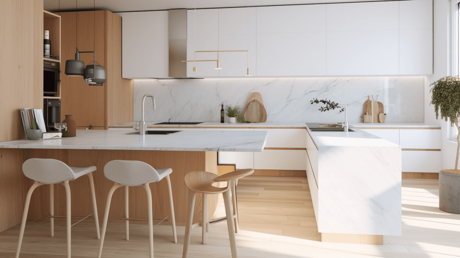 A hand-finished timber kitchen in the studio’s Camber residence